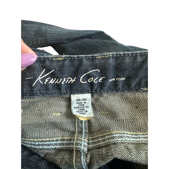 KENNETH COLE Dark Wash Distressed Straight Leg Jeans Size 36 X 30 - Picture 14 of 15